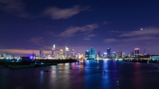 Free Japanese Stock Footage, Waterfront, City, Night, Architecture, Skyline