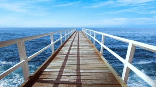 Free Night Sky Stock Footage, Pier, Support, Ocean, Sea, Water