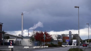 Free No Copyright Background Video, Sky, Flagpole, City, Factory, Building