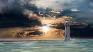 Free Video Backdrops, Beacon, Tower, Structure, Sea, Ocean