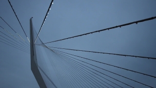 Free Vintage Stock Footage, Wire, Cable, Structure, Sky, Bridge